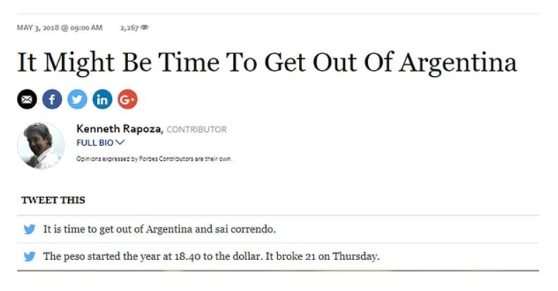Nota de Forbes sobre Argentina