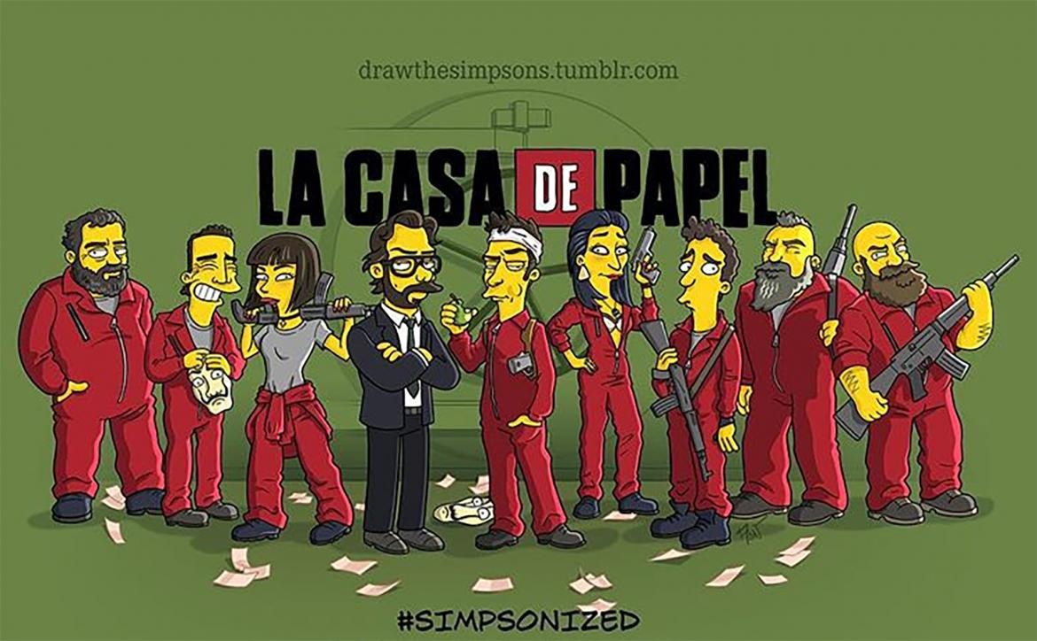 Los personajes de  La casa de papel se convierten en los Simpson