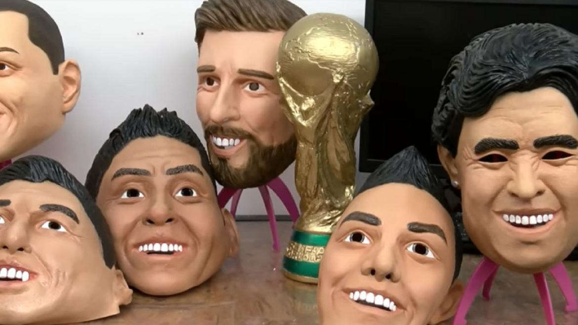 Máscaras de las estrellas del Mundial, Messi y Maradona, Mundial Rusia 2018, captura