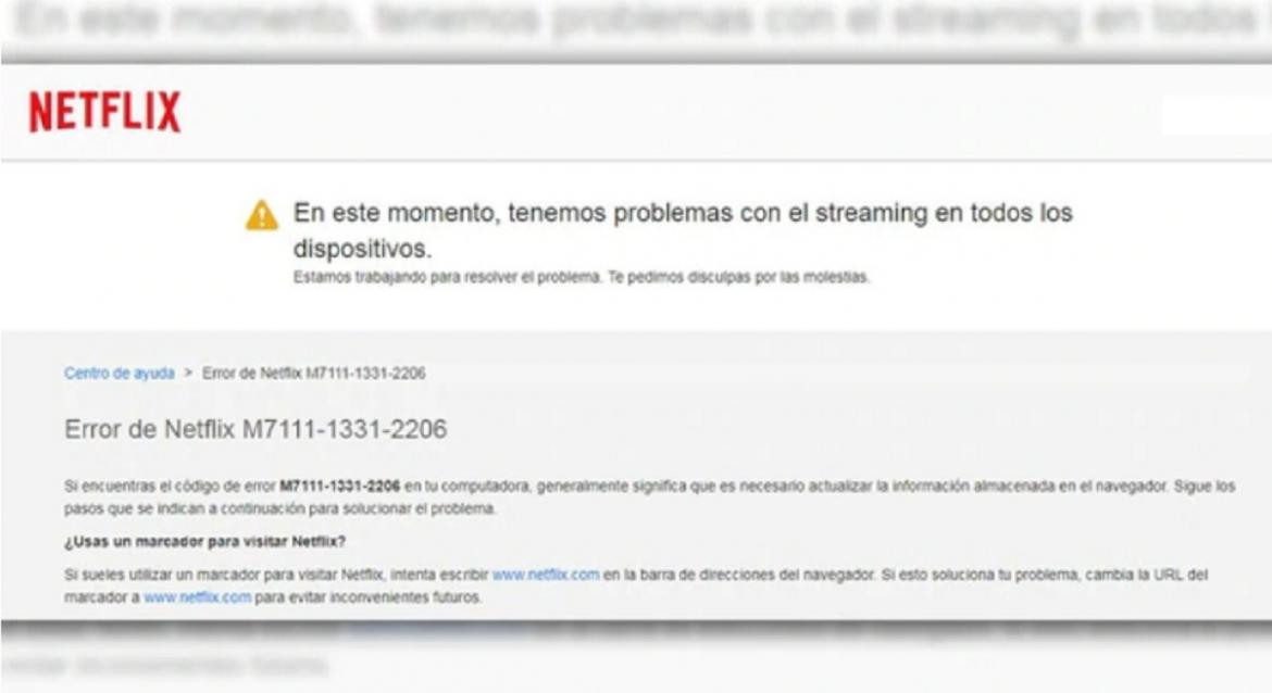 Mensaje de Netflix ante caída del servicio