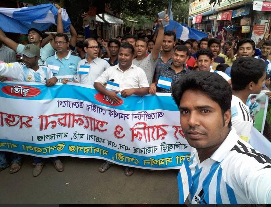 Festejo del triunfo de la Selección Argentina en Bangladesh