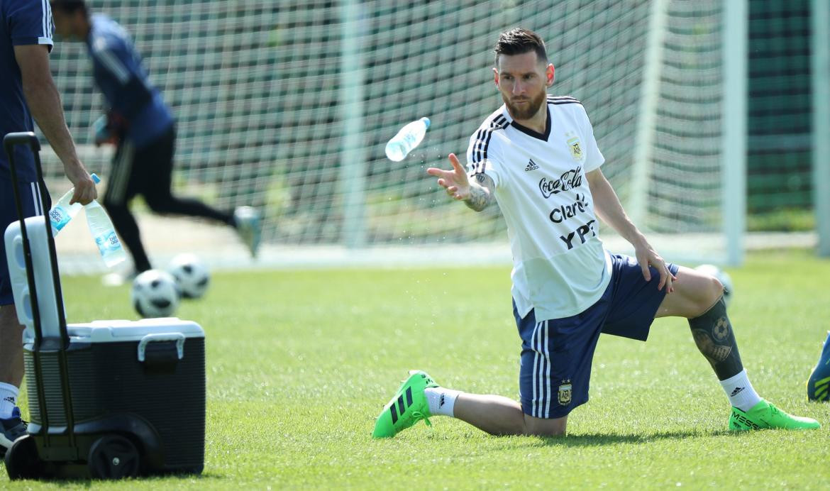 Messi en el entrenamiento de la Selección en el Mundial (Reuters)