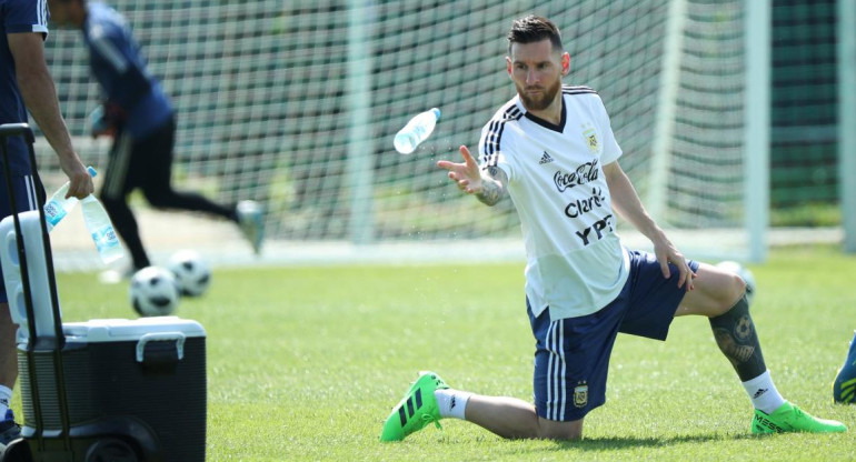 Messi en el entrenamiento de la Selección en el Mundial (Reuters)