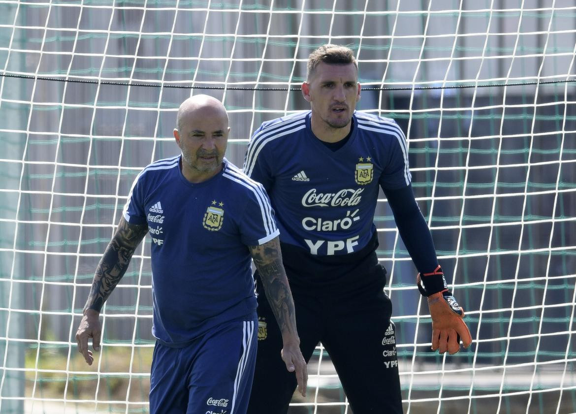 Franco Armani, Jorge Sampaoli, Selección Argentina, Mundial Rusia 2018, NA