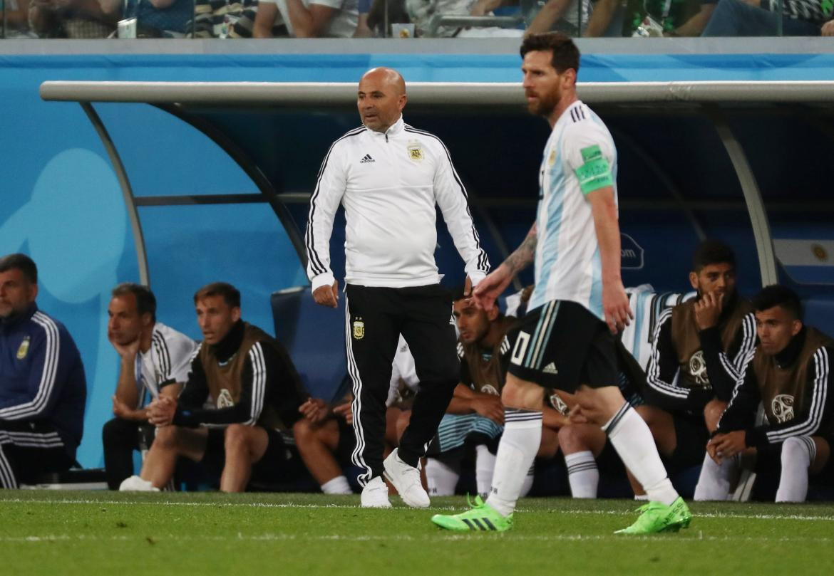 Sampaoli - Messi - Mundial Rusia 2018 - Reuters