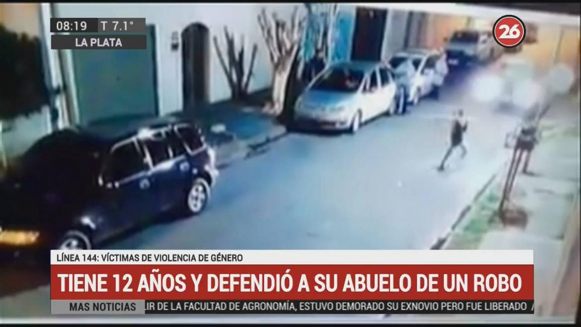 Niño evitó el robo a su abuelo con un palo en La Plata (Canal 26)
