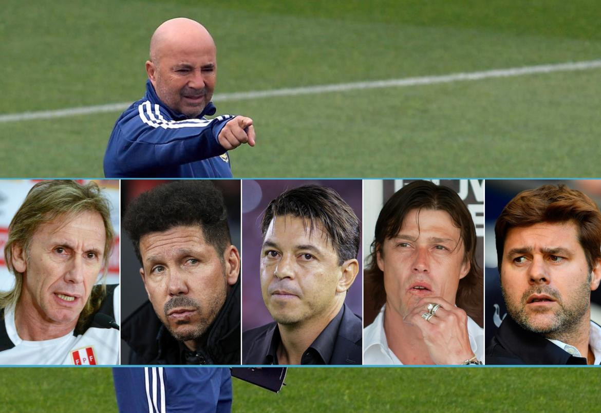 Seleccion Argentina, Sampaoli, Gareca, Simeone, Gallardo, Almeyda y Pochettino (Reuters y NA)