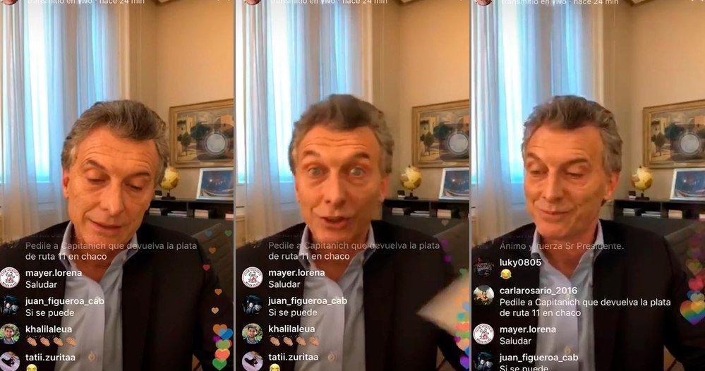 Videoconferencia de Macri en Instagram