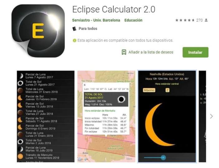 Aplicaciones para ver eclipse - celular