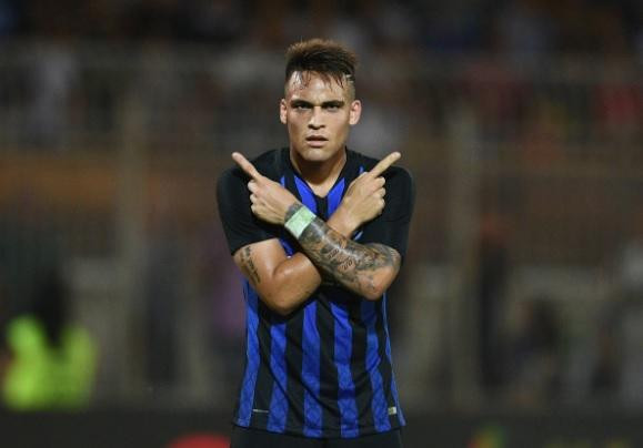 Festejo de Lautaro Martínez en Inter