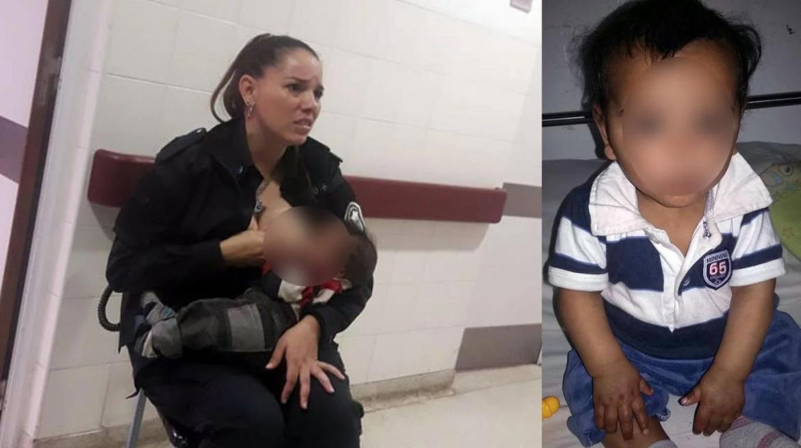 Mujer policía amamantó a un bebé 