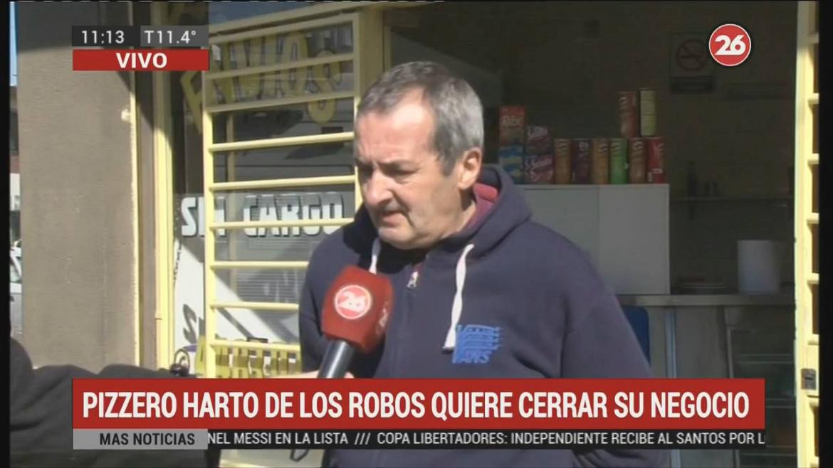 Comerciante que quiere cerrar su comercio por ola de robos (Canal 26)