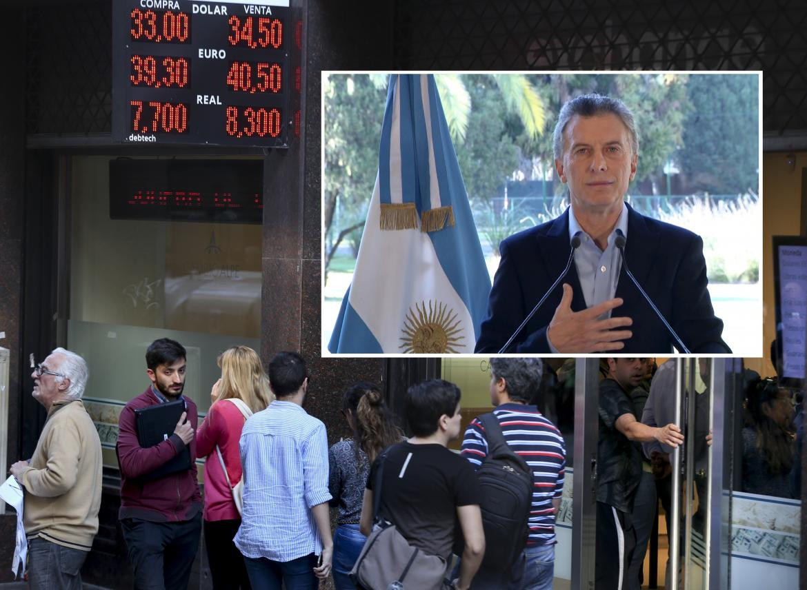 Dólar y Mauricio Macri (NA)