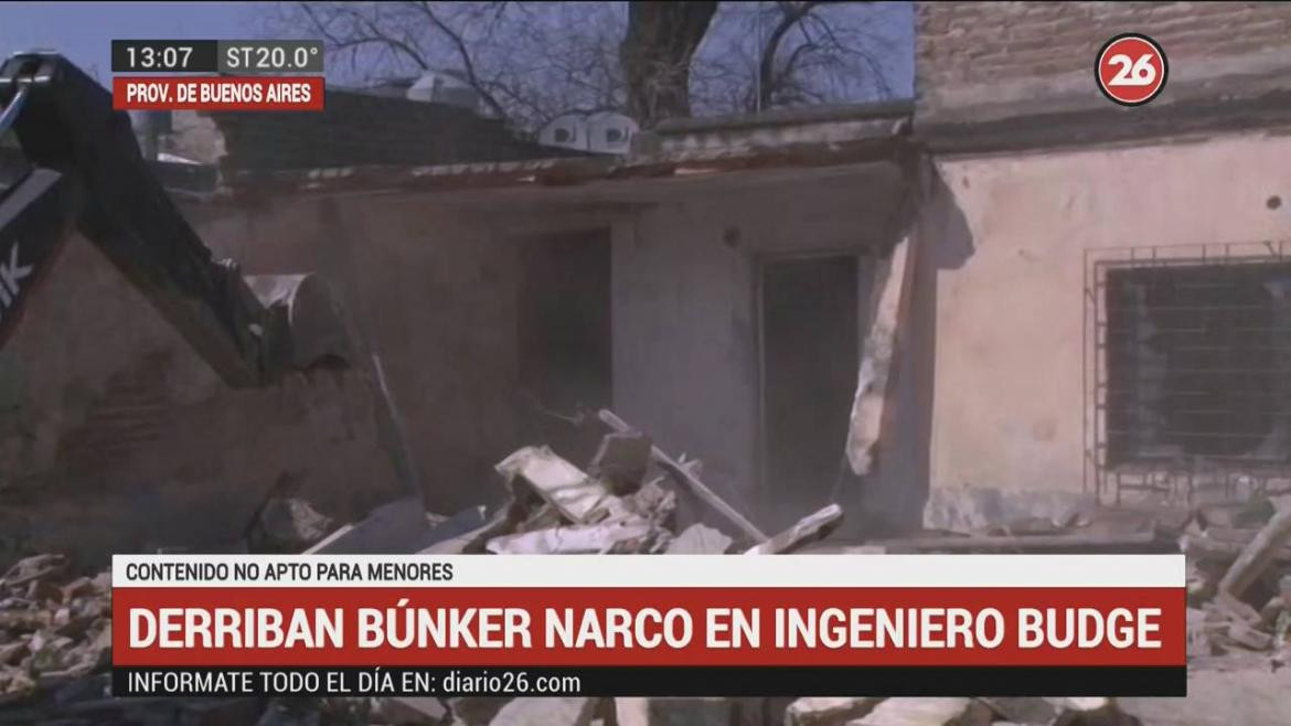 Derribo de bunker narco en Ingeniero Budge (Canal 26)