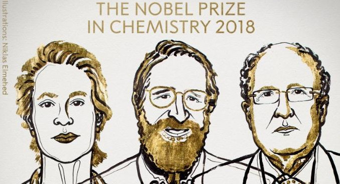 Ganadores del Nobel de Química 2018 (Ilustración Niklas Elmehed)