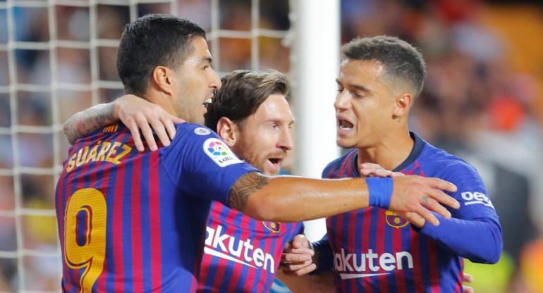 Messi, Suárez, Coutinho, Valencia vs. Barcelona, fútbol español, La Liga de España, deportes, Reuters