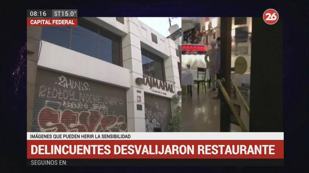 Robo en reconocido restaurante de Palermo (Canal 26)