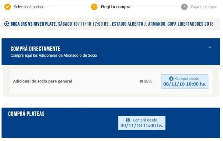 Venta de entradas para Boca - River de Libertadores