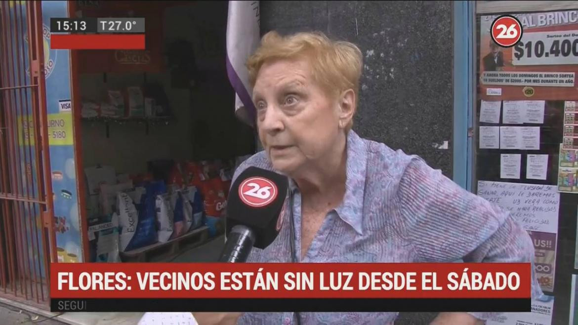 Vecinos sin luz en Flores, Canal 26 EDESUR