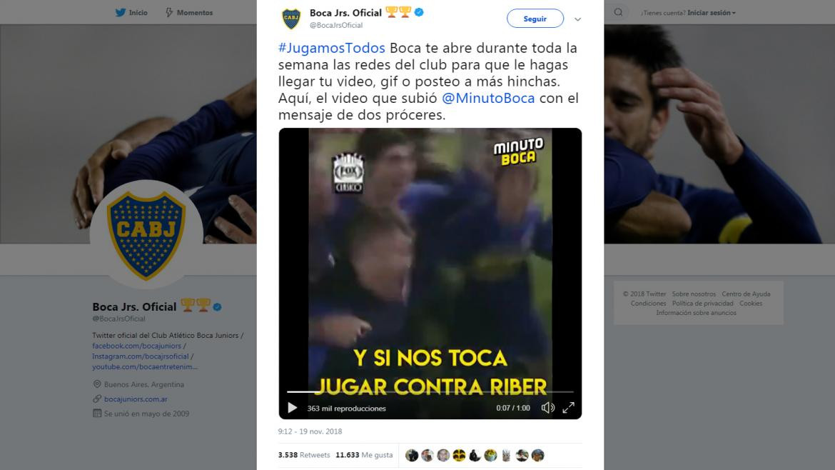 Boca provoca a River con tuit, Superclásico, Twitter	