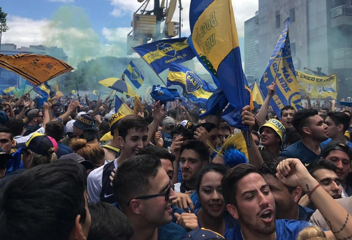 Banderazo hinchas de Boca - Agencia NA