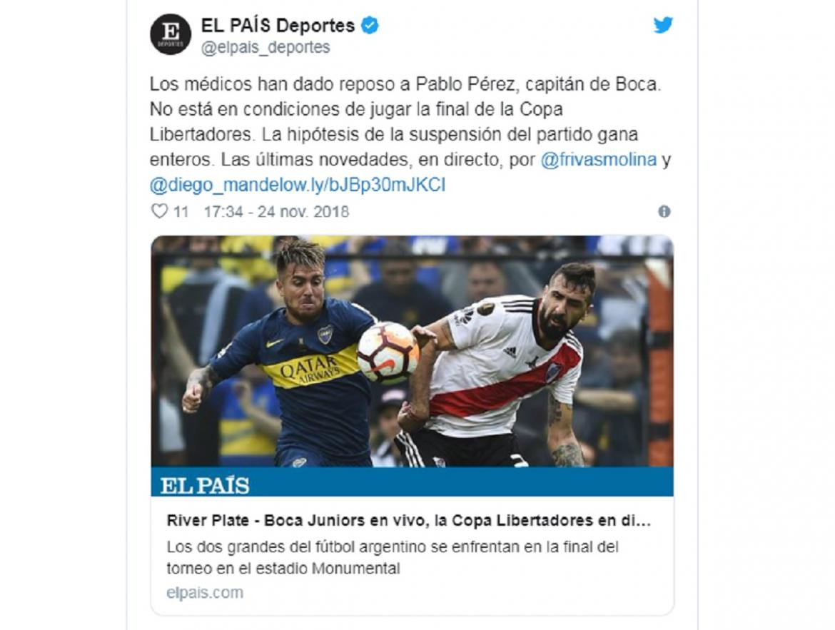 Medios del mundo hablan de la Superfinal de Libertadores, River vs. Boca