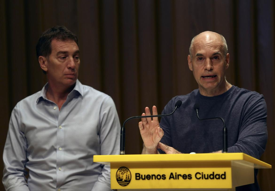 Horacio Rodríguez Larreta, Diego Santilli, Conferencia de prensa tras renuncia de Martín Ocampo, NA