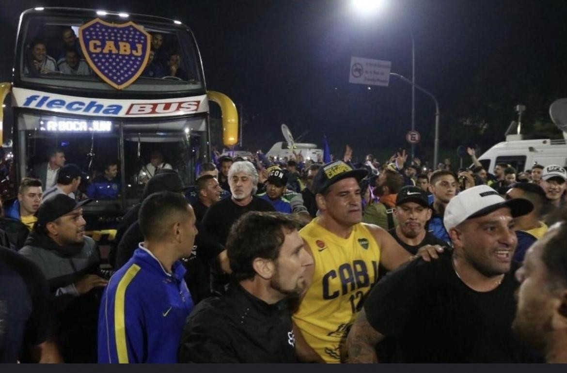 Di Zeo y Mauro Martín en la despedida de Boca hacia Madrid