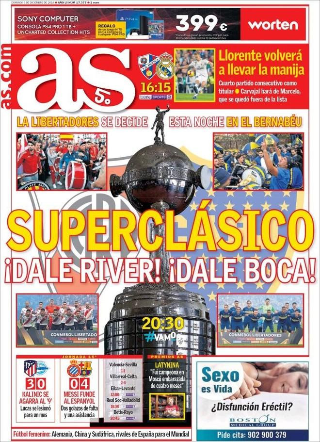 Diario As de España sobre la Superfinal entre Boca y River