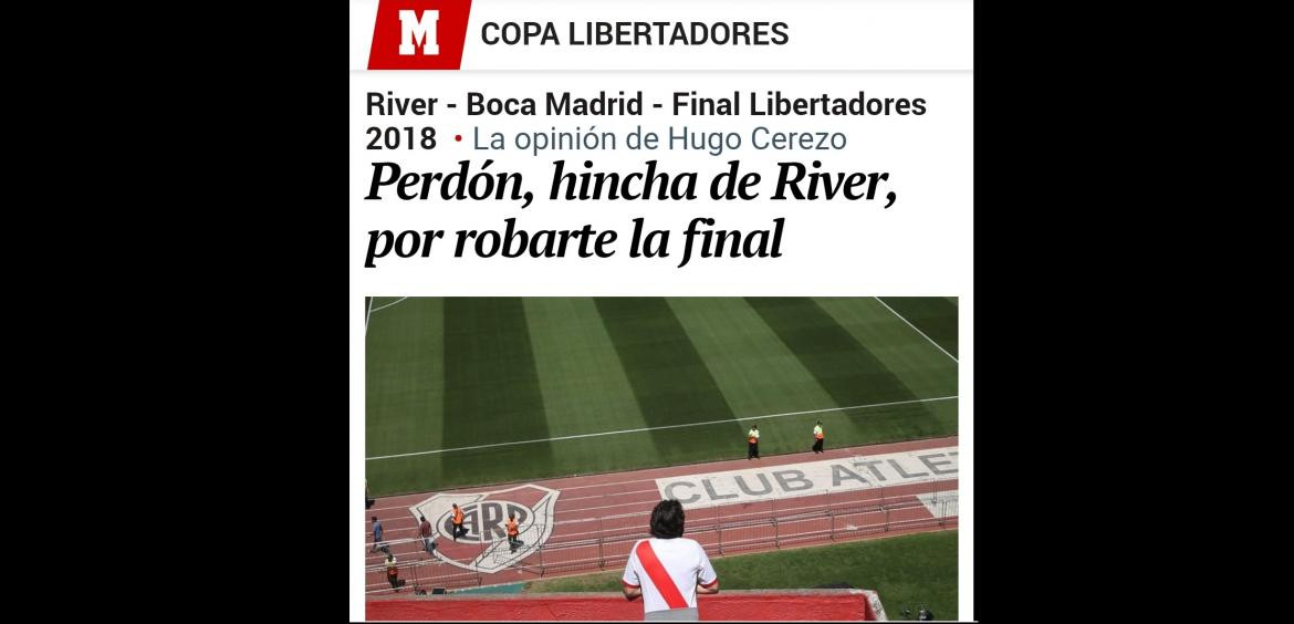 Editorial diario Marca por Superfinal Copa Libetadores, Boca, River