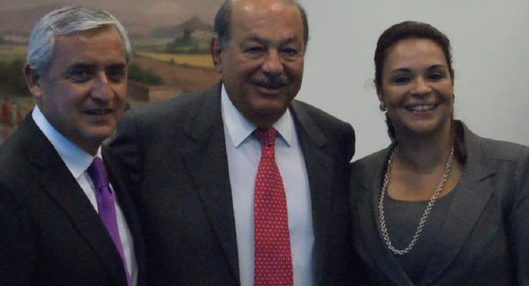 Pérez Molina, Carlos Slim y Roxana Baldetti.