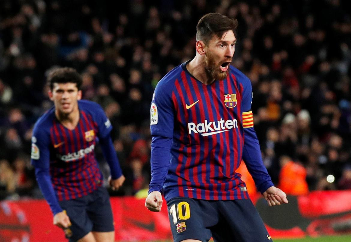 Festejo de Messi en el Barcelona (Reuters)