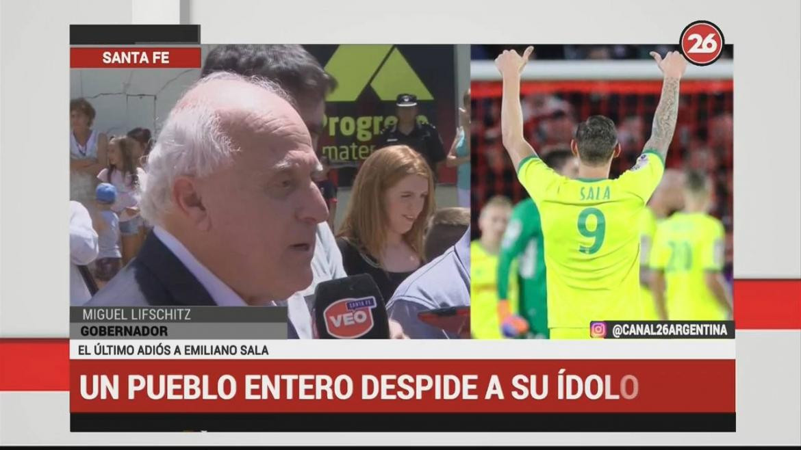 Último adiós a Emiliano Sala - Miguel Lifschitz, gobernador de Santa Fe (Canal 26)