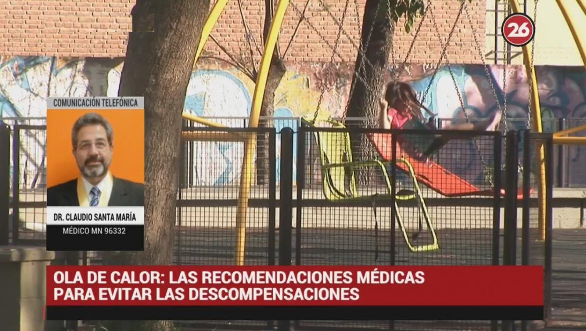 Doctor Claudio Santa María por ola de calor, alerta naranja, Canal 26