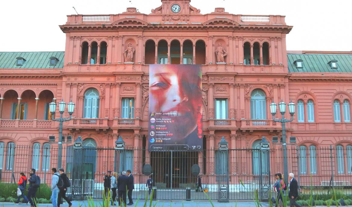 Día Mundial de Donación de órganos: gigantografía con Justina Lo Cane en Casa Rosada (Foto: Twitter)