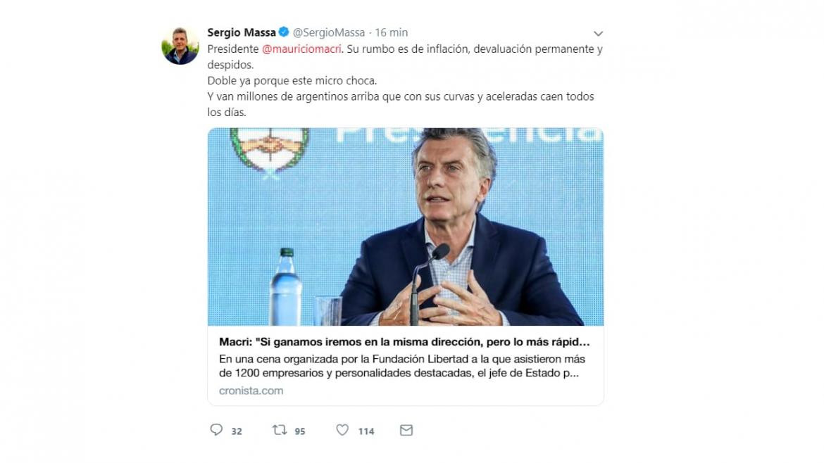 Sergio Massa contra Macri, Elecciones 2019, FRENTE RENOVADOR, TWITTER