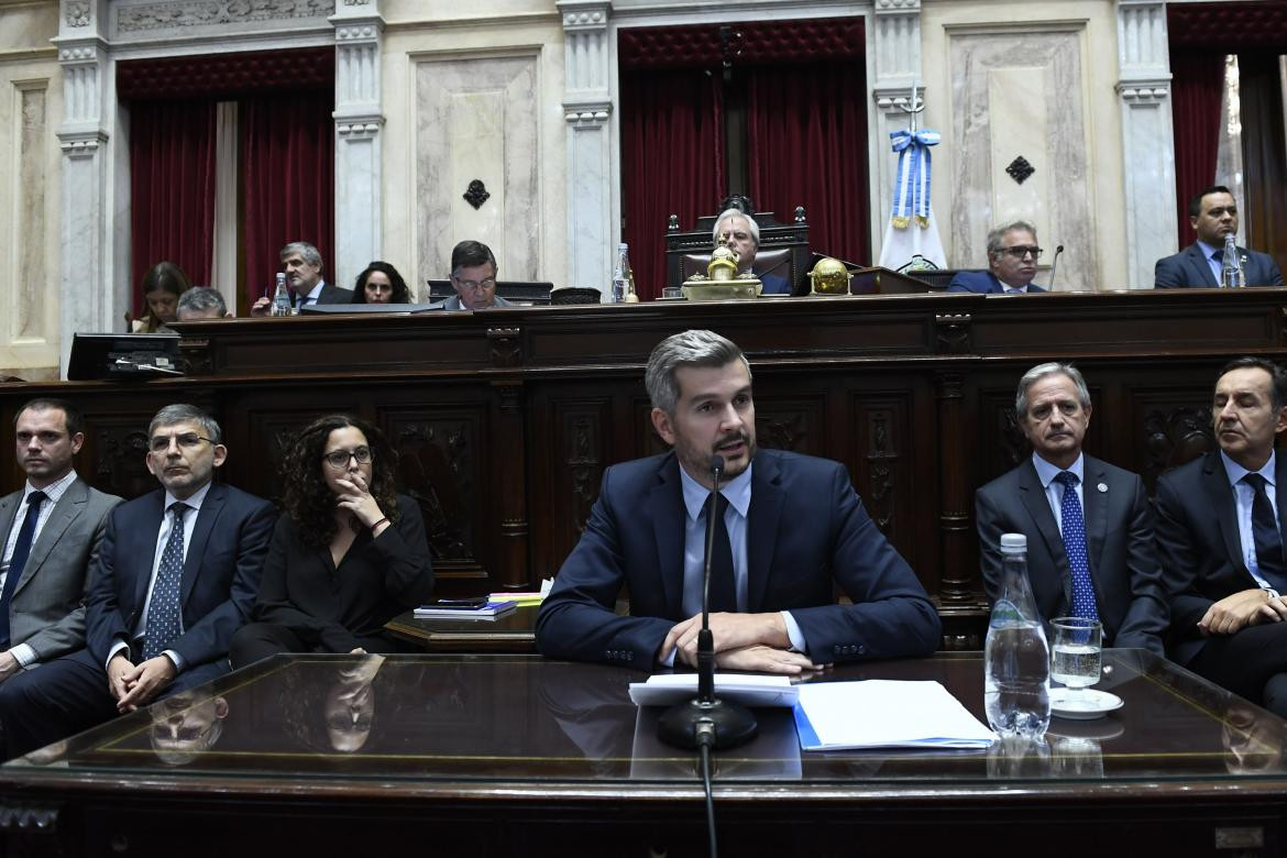 El Jefe de Gabinete Marcos Peña expone en el Senado, NA