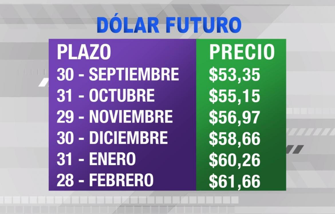 Dólar futuro, cotizaciones septiembre 2019 febrero 2020, economía argentina, CANAL 26