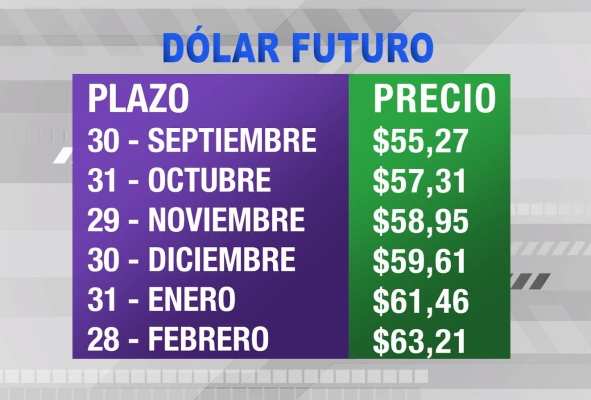 Dólar futuro, cotizaciones septiembre 2019 febrero 2020, economía argentina, CANAL 26