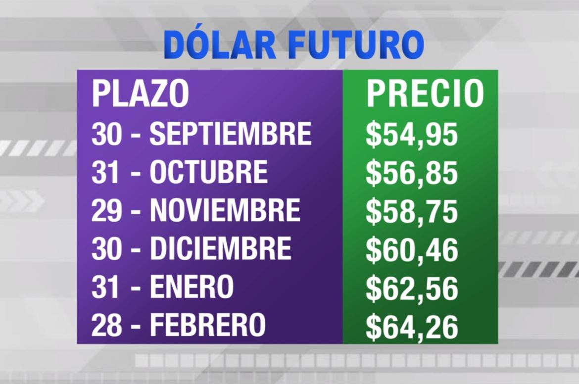 Dólar futuro, cotizaciones septiembre 2019 febrero 2020, economía argentina, CANAL 26