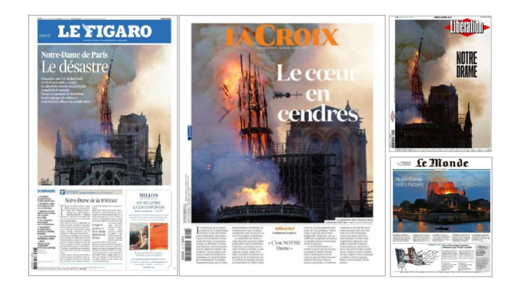 Tapas de diarios de Francia, incendio en la catedral de Notre Dame