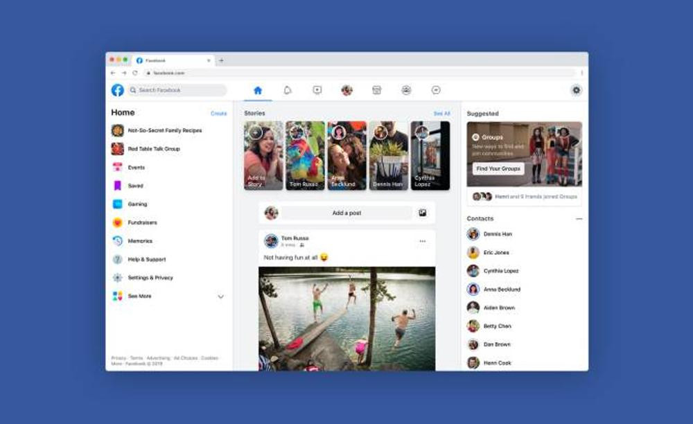 Facebook, nuevo diseño, redes sociales, tecnología