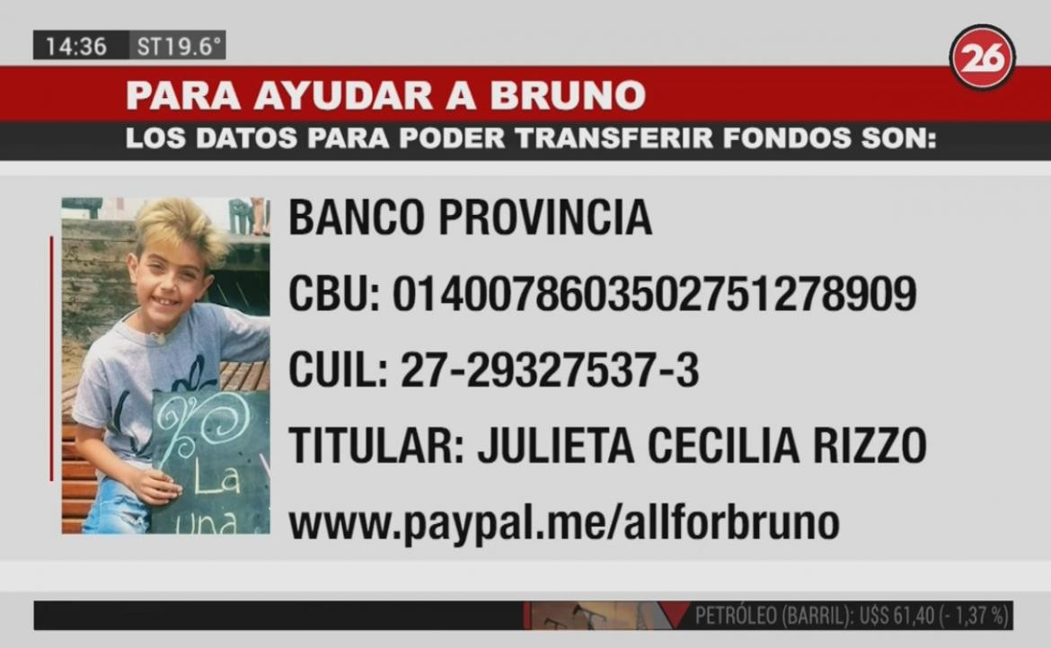 Bruno está internado en Minnesota y necesita la ayuda de todos