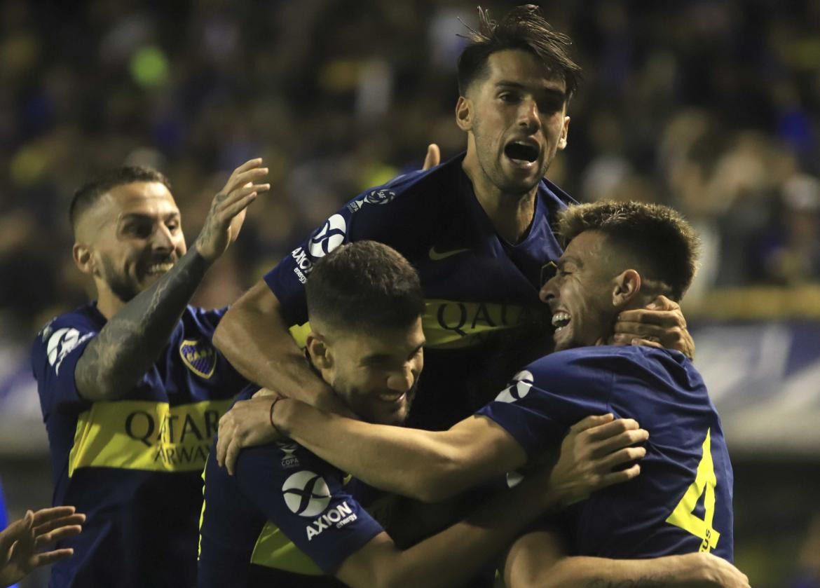 Festejo de Boca tras eliminar a Velez de Copa Superliga (NA)