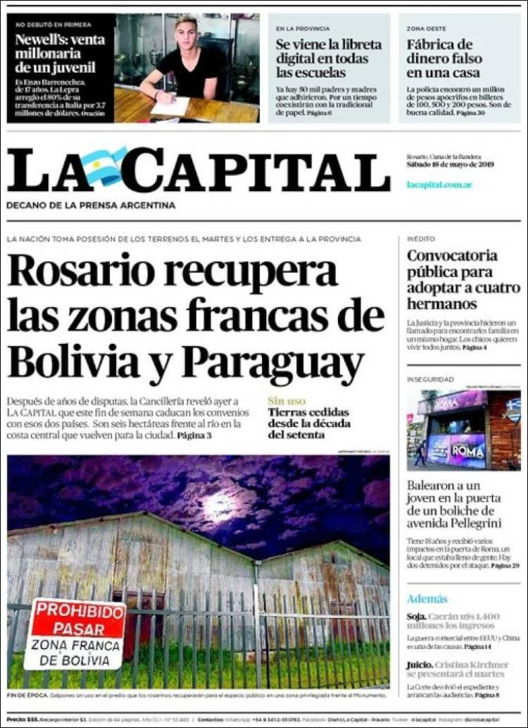 Tapas de diarios - La Capital sábado 18-05-19