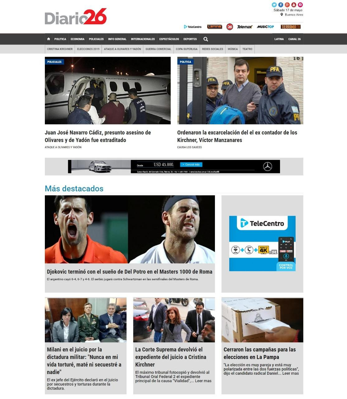 Tapas de diarios - Diario 26 sábado 18-05-19