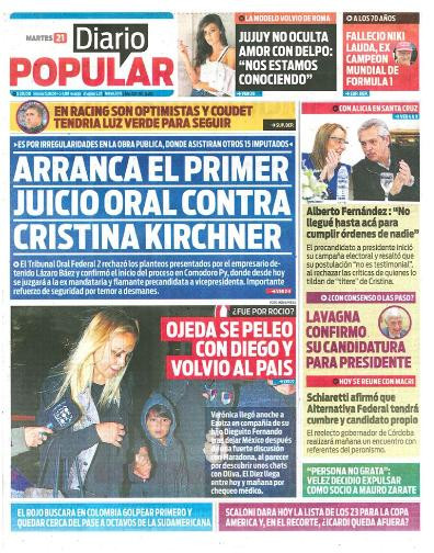 Tapas de diarios - Diario Popular martes 21-05-19