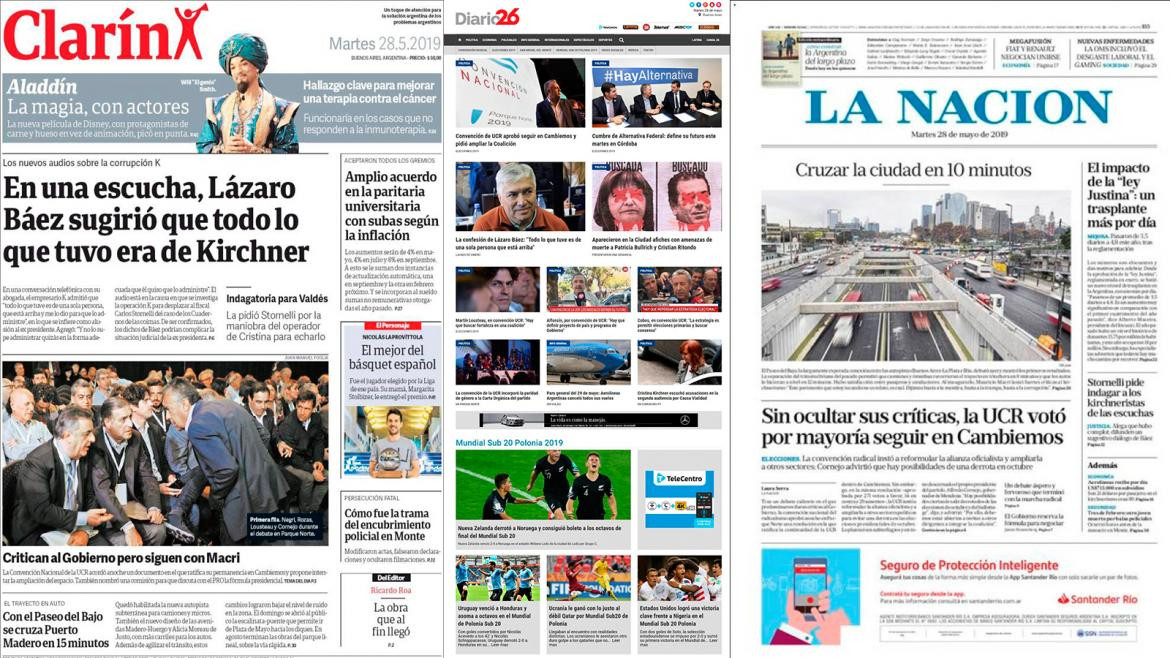 Tapas de diarios - Portadas de martes 28-05-19