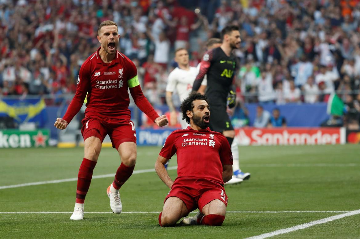 Festejo de Salah para el Liverpool ante el Tottenham en final de Champions League (Reuters)