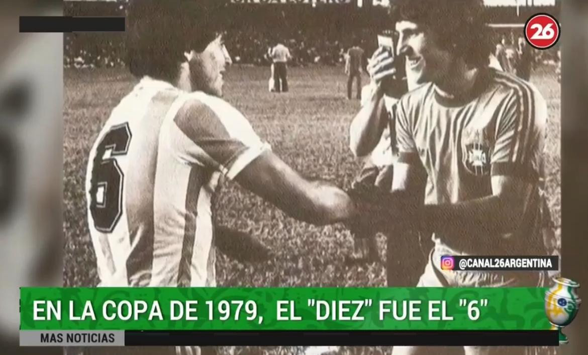 Informe de Canal 26 sobre Maradona y la camiseta 6 en la Copa América 1979